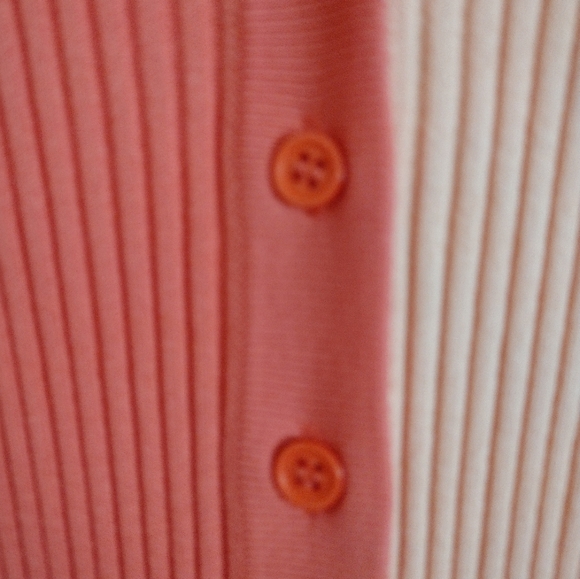 Staud Shoko Colorblock Bittersweet peach button up sweater dress size small - Picture 9 of 13